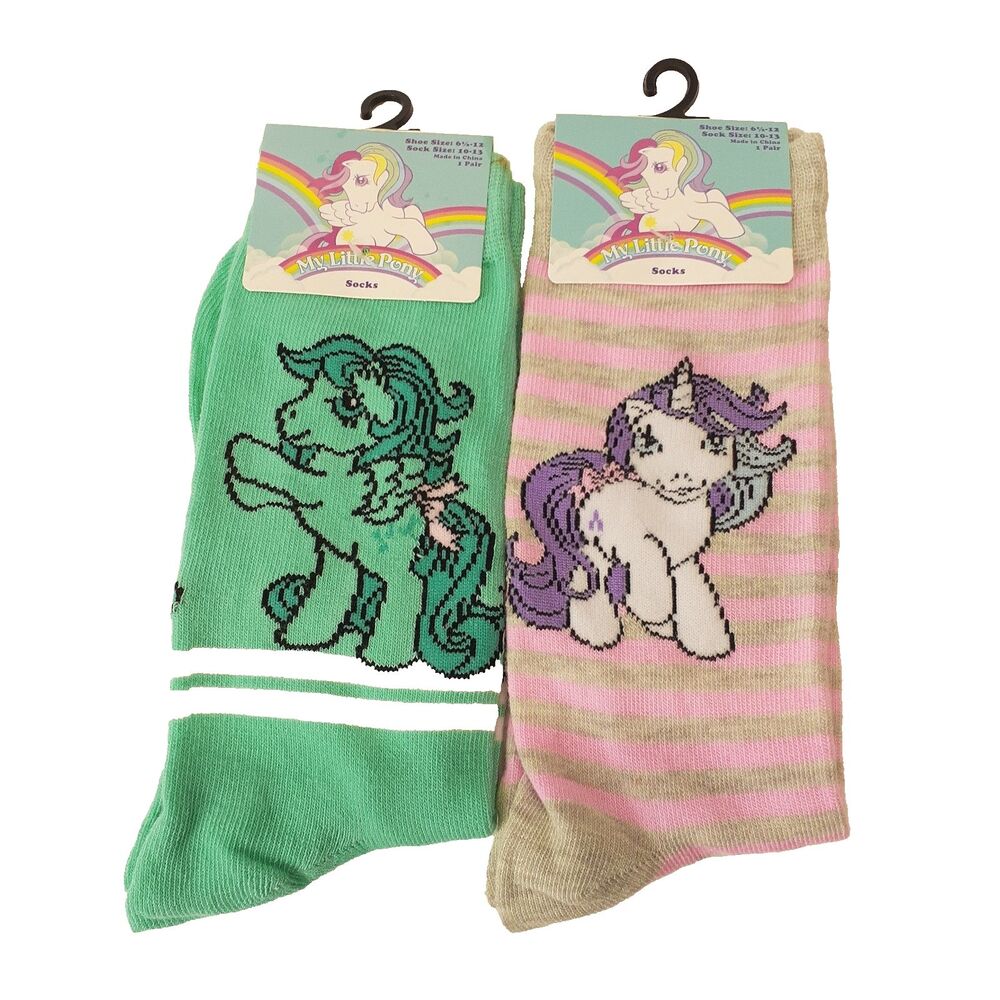 My Little Pony Cartoon Pink Green 2-pair Novelty Adult Size 6-12 Socks NWT